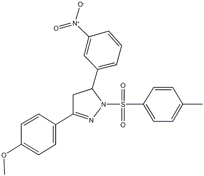 5-{3-nitrophenyl}-3-[4-(methyloxy)phenyl]-1-[(4-methylphenyl)sulfonyl]-4,5-dihydro-1H-pyrazole Struktur