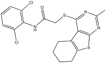 N-(2,6-dichlorophenyl)-2-[(2-methyl-5,6,7,8-tetrahydro[1]benzothieno[2,3-d]pyrimidin-4-yl)sulfanyl]acetamide Struktur