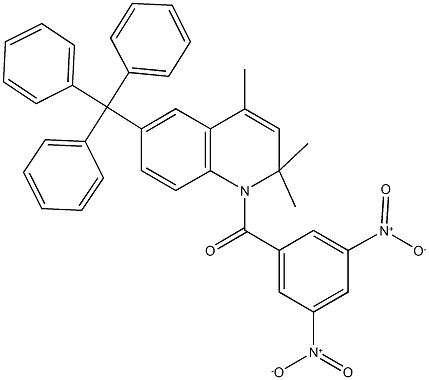 1-{3,5-bisnitrobenzoyl}-2,2,4-trimethyl-6-trityl-1,2-dihydroquinoline Struktur