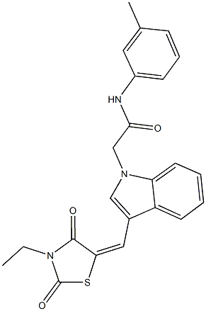 2-{3-[(3-ethyl-2,4-dioxo-1,3-thiazolidin-5-ylidene)methyl]-1H-indol-1-yl}-N-(3-methylphenyl)acetamide Struktur