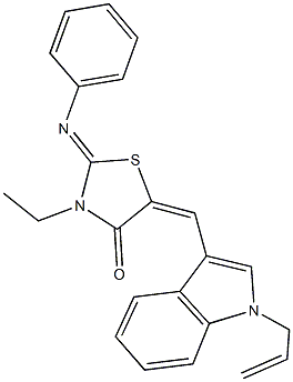 5-[(1-allyl-1H-indol-3-yl)methylene]-3-ethyl-2-(phenylimino)-1,3-thiazolidin-4-one Struktur