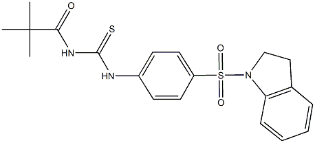 N-[4-(2,3-dihydro-1H-indol-1-ylsulfonyl)phenyl]-N'-(2,2-dimethylpropanoyl)thiourea Struktur