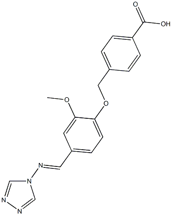 4-({2-methoxy-4-[(4H-1,2,4-triazol-4-ylimino)methyl]phenoxy}methyl)benzoic acid Struktur