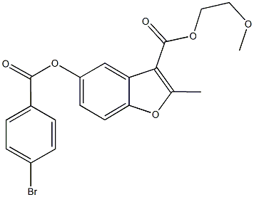 2-methoxyethyl 5-[(4-bromobenzoyl)oxy]-2-methyl-1-benzofuran-3-carboxylate Struktur