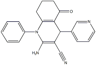 2-amino-5-oxo-1-phenyl-4-pyridin-3-yl-1,4,5,6,7,8-hexahydroquinoline-3-carbonitrile Struktur