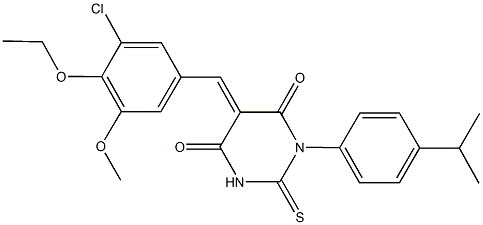 5-(3-chloro-4-ethoxy-5-methoxybenzylidene)-1-(4-isopropylphenyl)-2-thioxodihydro-4,6(1H,5H)-pyrimidinedione Struktur