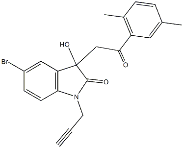 5-bromo-3-[2-(2,5-dimethylphenyl)-2-oxoethyl]-3-hydroxy-1-(2-propynyl)-1,3-dihydro-2H-indol-2-one Struktur