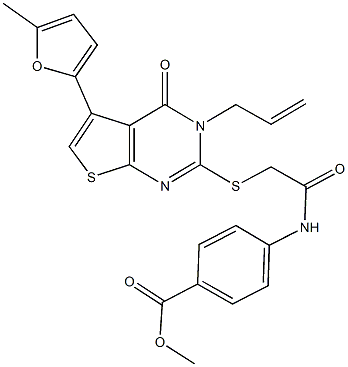 methyl 4-[({[3-allyl-5-(5-methyl-2-furyl)-4-oxo-3,4-dihydrothieno[2,3-d]pyrimidin-2-yl]sulfanyl}acetyl)amino]benzoate Struktur