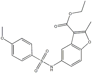 ethyl 5-{[(4-methoxyphenyl)sulfonyl]amino}-2-methyl-1-benzofuran-3-carboxylate Struktur