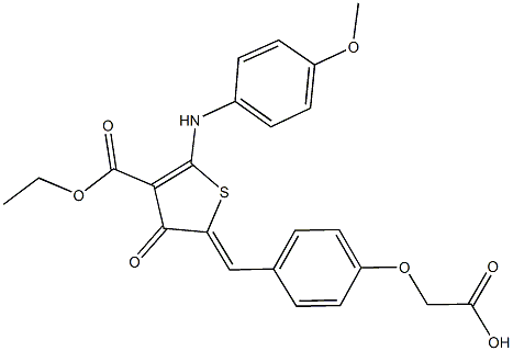 {4-[(4-(ethoxycarbonyl)-5-(4-methoxyanilino)-3-oxo-2(3H)-thienylidene)methyl]phenoxy}acetic acid Struktur