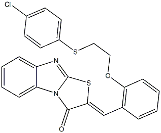 2-(2-{2-[(4-chlorophenyl)sulfanyl]ethoxy}benzylidene)[1,3]thiazolo[3,2-a]benzimidazol-3(2H)-one Struktur