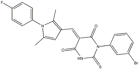 1-(3-bromophenyl)-5-{[1-(4-fluorophenyl)-2,5-dimethyl-1H-pyrrol-3-yl]methylene}-2-thioxodihydro-4,6(1H,5H)-pyrimidinedione Struktur