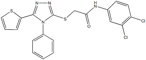 N-(3,4-dichlorophenyl)-2-{[4-phenyl-5-(2-thienyl)-4H-1,2,4-triazol-3-yl]sulfanyl}acetamide Struktur