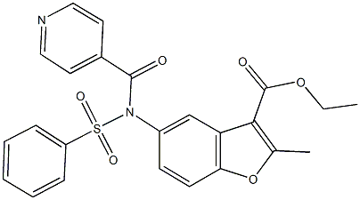 ethyl 5-[isonicotinoyl(phenylsulfonyl)amino]-2-methyl-1-benzofuran-3-carboxylate Struktur