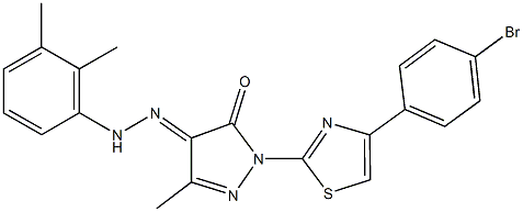 1-[4-(4-bromophenyl)-1,3-thiazol-2-yl]-3-methyl-1H-pyrazole-4,5-dione 4-[(2,3-dimethylphenyl)hydrazone] Struktur