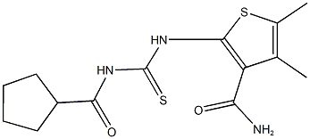 2-({[(cyclopentylcarbonyl)amino]carbothioyl}amino)-4,5-dimethyl-3-thiophenecarboxamide Struktur