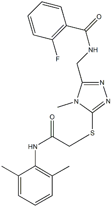 N-[(5-{[2-(2,6-dimethylanilino)-2-oxoethyl]sulfanyl}-4-methyl-4H-1,2,4-triazol-3-yl)methyl]-2-fluorobenzamide Struktur