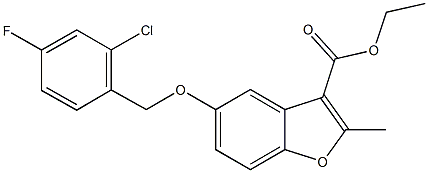 ethyl 5-[(2-chloro-4-fluorobenzyl)oxy]-2-methyl-1-benzofuran-3-carboxylate Struktur