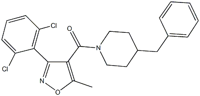 4-benzyl-1-{[3-(2,6-dichlorophenyl)-5-methyl-4-isoxazolyl]carbonyl}piperidine Struktur