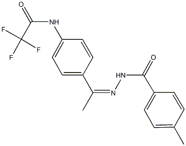 2,2,2-trifluoro-N-{4-[N-(4-methylbenzoyl)ethanehydrazonoyl]phenyl}acetamide Struktur