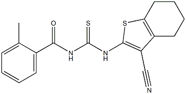 N-(3-cyano-4,5,6,7-tetrahydro-1-benzothien-2-yl)-N'-(2-methylbenzoyl)thiourea Struktur