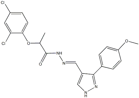 2-(2,4-dichlorophenoxy)-N'-{[3-(4-methoxyphenyl)-1H-pyrazol-4-yl]methylene}propanohydrazide Struktur