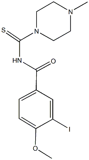 3-iodo-4-methoxy-N-[(4-methyl-1-piperazinyl)carbothioyl]benzamide Struktur