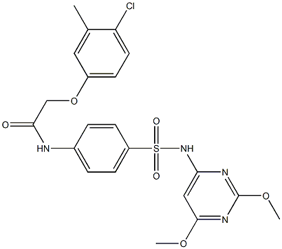 2-(4-chloro-3-methylphenoxy)-N-(4-{[(2,6-dimethoxy-4-pyrimidinyl)amino]sulfonyl}phenyl)acetamide Struktur