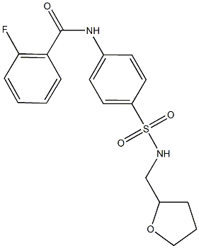 2-fluoro-N-(4-{[(tetrahydro-2-furanylmethyl)amino]sulfonyl}phenyl)benzamide Struktur