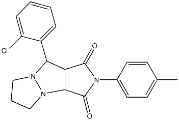 9-(2-chlorophenyl)-2-(4-methylphenyl)tetrahydro-5H-pyrazolo[1,2-a]pyrrolo[3,4-c]pyrazole-1,3(2H,3aH)-dione Struktur