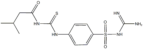 1-({[amino(imino)methyl]amino}sulfonyl)-4-({[(3-methylbutanoyl)amino]carbothioyl}amino)benzene Struktur