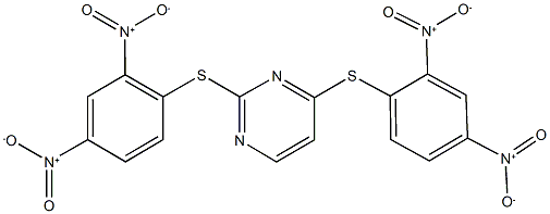 2,4-bis({2,4-bisnitrophenyl}sulfanyl)pyrimidine Struktur