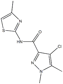 4-chloro-1,5-dimethyl-N-(4-methyl-1,3-thiazol-2-yl)-1H-pyrazole-3-carboxamide Struktur