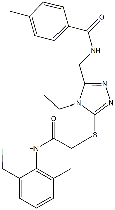 N-[(4-ethyl-5-{[2-(2-ethyl-6-methylanilino)-2-oxoethyl]sulfanyl}-4H-1,2,4-triazol-3-yl)methyl]-4-methylbenzamide Struktur