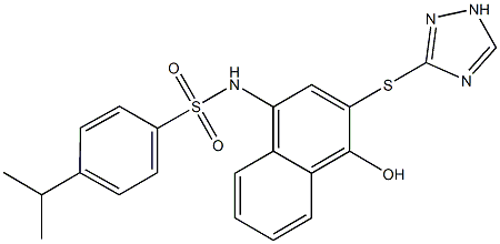 N-[4-hydroxy-3-(1H-1,2,4-triazol-3-ylsulfanyl)-1-naphthyl]-4-isopropylbenzenesulfonamide Struktur