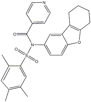 N-isonicotinoyl-2,4,5-trimethyl-N-(6,7,8,9-tetrahydrodibenzo[b,d]furan-2-yl)benzenesulfonamide Struktur