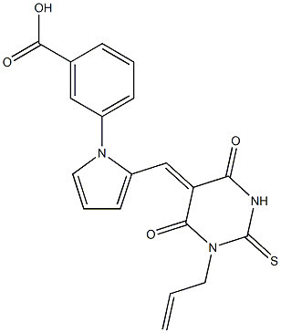 3-{2-[(1-allyl-4,6-dioxo-2-thioxotetrahydro-5(2H)-pyrimidinylidene)methyl]-1H-pyrrol-1-yl}benzoic acid Struktur