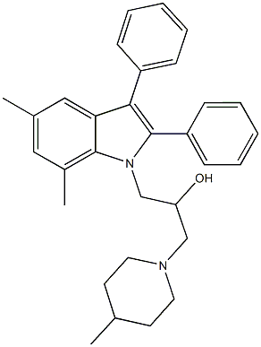 1-(5,7-dimethyl-2,3-diphenyl-1H-indol-1-yl)-3-(4-methyl-1-piperidinyl)-2-propanol Struktur