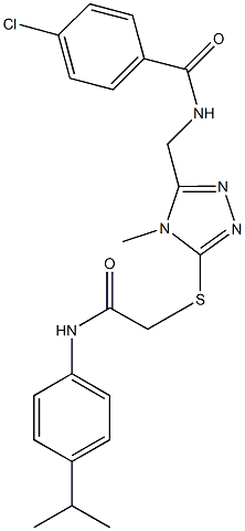 4-chloro-N-[(5-{[2-(4-isopropylanilino)-2-oxoethyl]sulfanyl}-4-methyl-4H-1,2,4-triazol-3-yl)methyl]benzamide Struktur