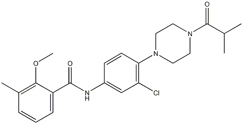 N-[3-chloro-4-(4-isobutyryl-1-piperazinyl)phenyl]-2-methoxy-3-methylbenzamide Struktur