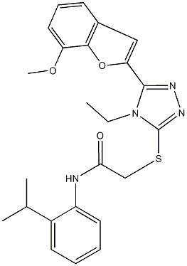 2-{[4-ethyl-5-(7-methoxy-1-benzofuran-2-yl)-4H-1,2,4-triazol-3-yl]sulfanyl}-N-(2-isopropylphenyl)acetamide Struktur