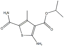 isopropyl 2-amino-5-(aminocarbonyl)-4-methyl-3-thiophenecarboxylate Struktur