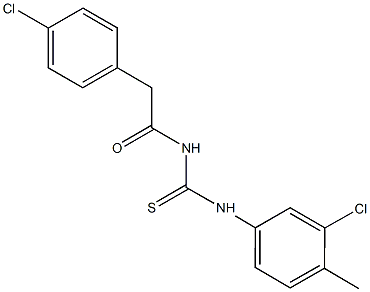 N-(3-chloro-4-methylphenyl)-N'-[(4-chlorophenyl)acetyl]thiourea Struktur