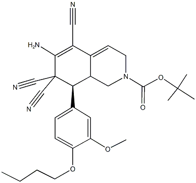 tert-butyl 6-amino-8-(4-butoxy-3-methoxyphenyl)-5,7,7-tricyano-3,7,8,8a-tetrahydro-2(1H)-isoquinolinecarboxylate Struktur