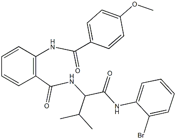 N-{1-[(2-bromoanilino)carbonyl]-2-methylpropyl}-2-[(4-methoxybenzoyl)amino]benzamide Struktur