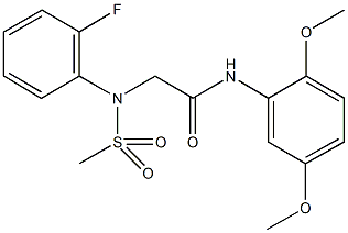 N-(2,5-dimethoxyphenyl)-2-[2-fluoro(methylsulfonyl)anilino]acetamide Struktur