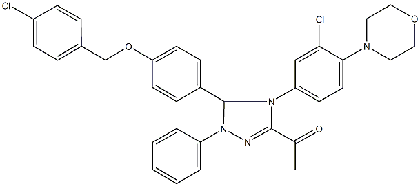 1-{5-{4-[(4-chlorobenzyl)oxy]phenyl}-4-[3-chloro-4-(4-morpholinyl)phenyl]-1-phenyl-4,5-dihydro-1H-1,2,4-triazol-3-yl}ethanone Struktur