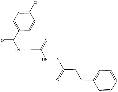 4-chloro-N-{[2-(3-phenylpropanoyl)hydrazino]carbothioyl}benzamide Struktur