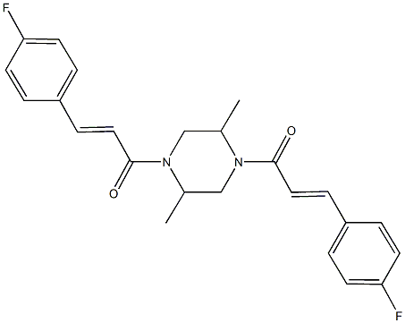 1,4-bis[3-(4-fluorophenyl)acryloyl]-2,5-dimethylpiperazine Struktur