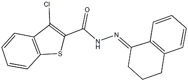 3-chloro-N'-(3,4-dihydronaphthalen-1(2H)-ylidene)-1-benzothiophene-2-carbohydrazide Struktur